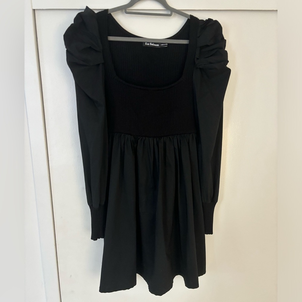 En Saison Black Long Sleeve Dress